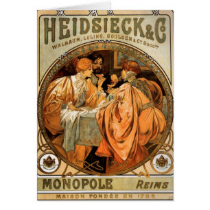 Cartão Vintage Heidsieck & Co Monopole Reims Wine Label