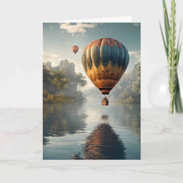 Cartão Vintage Hot Air Balloon Birthday (Frente)