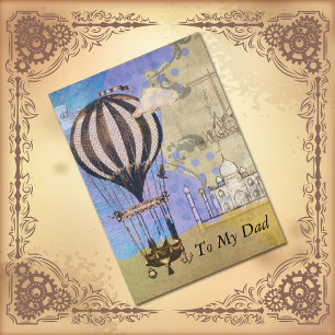 Cartão Vintage Hot Air Balloon Father's Day Collage