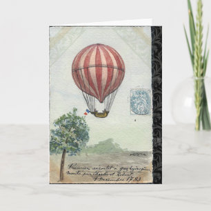 Cartão Vintage Hot Air Balloon Greeting Card