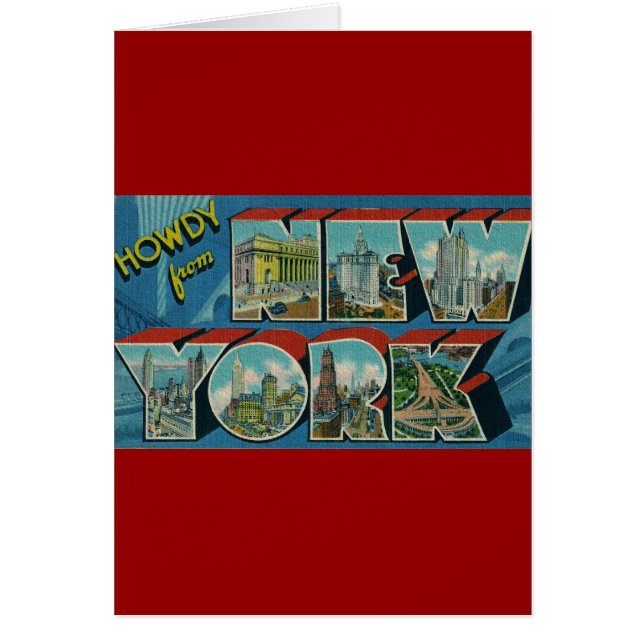 Cartão Vintage Howdy de Nova York (Frente)