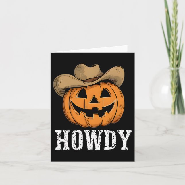 Cartão Vintage Howdy Pumpkin Cowboy Ocidental (Frente)