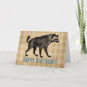 Cartão Vintage Hyena Happy Birday