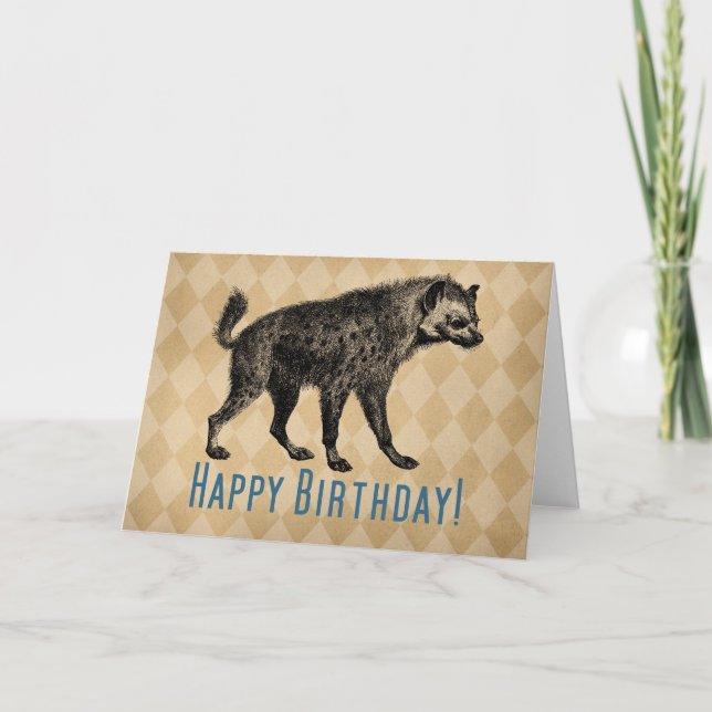 Cartão Vintage Hyena Happy Birday (Frente)