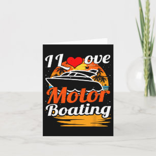 Cartão Vintage I Love Motor Barco Retro Funny Boater