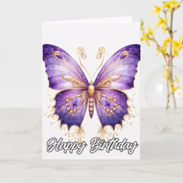 Cartão Vintage Imaginative Butterfly Art | Feliz aniversá