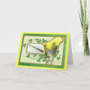 Cartão Vintage Irish Dia de São Patrício Harp