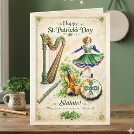 Cartão Vintage Irish Music & Dance St. Patrick's Day Card