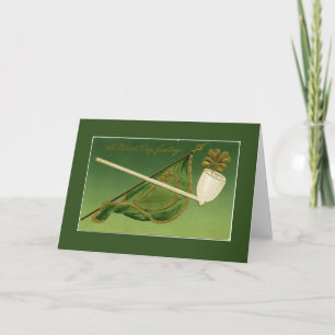 Cartão Vintage Irish Pipe and Flag Greeting Card