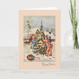 Cartão Vintage Italian Buon Natale Christmas Card