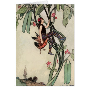 Cartão Vintage Jack e o conto de fadas do Beanstalk