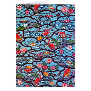 Cartão Vintage Japonês Kimono Textile (Bingata)