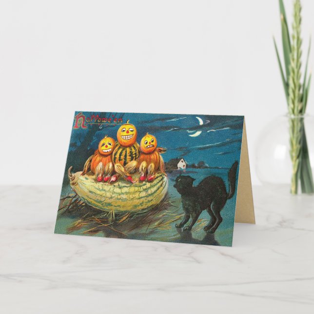 Cartão Vintage Kids Halloween Card (Frente)