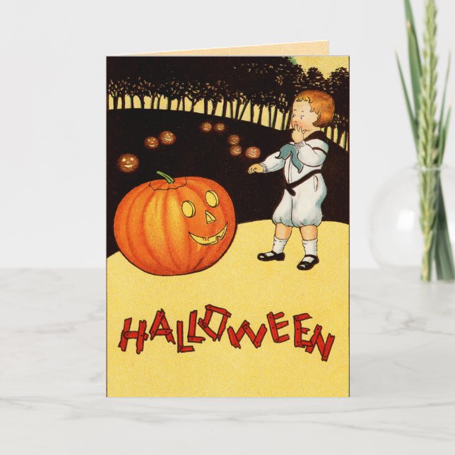Cartão Vintage Kids Halloween Card (Frente)