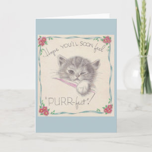 Cartão Vintage Kitten Get Well Card
