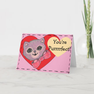 Cartão Vintage Kitty blank Folded Greeting Card