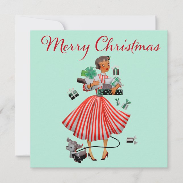 Cartão Vintage Lady 1950 Natal (Frente)