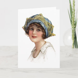 Cartão Vintage Lady Coronet Com Placa De Lugar