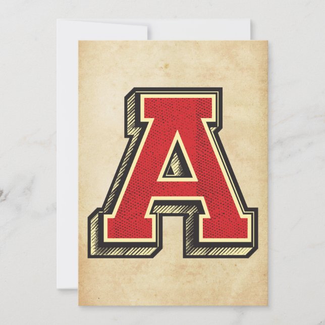 Cartão Vintage - Letra A Personalizada Única (Frente)