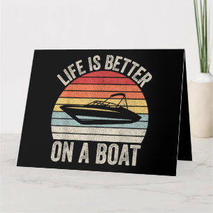 Cartão Vintage Life É Melhor Em Um Barco Capitão Barco P