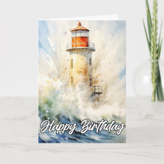 Cartão Vintage Lighthouse Feliz Aniversário