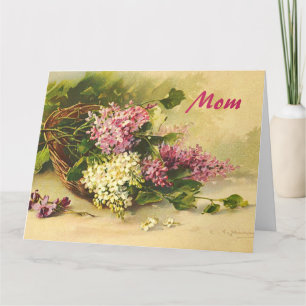Cartão Vintage Lilacs in a Basket Mother's Day Big