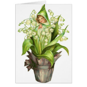 Cartão Vintage - Lily of the Valley Fairy