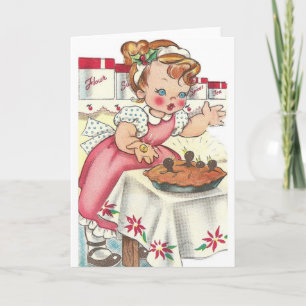 Cartão Vintage Little Girl Plum Pie Note Card