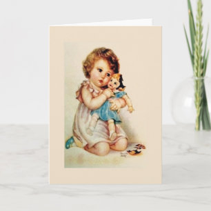 Cartão Vintage Little Girl with Broken Doll Note Card