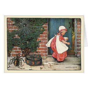 Cartão Vintage Little Miss Muffet Aranha Rima Infantil