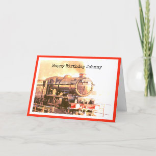 Cartão Vintage loco in full steam, personalized birthday