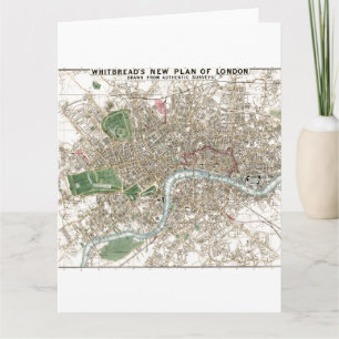 Cartão Vintage London City Plan Old Antique Historic