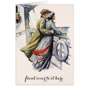 Cartão Vintage Love and Romance, Newlyweds em Cruise Ship