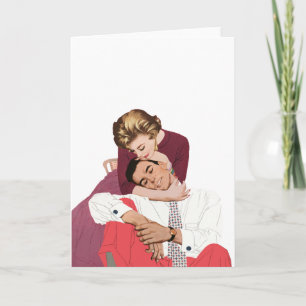 Cartão Vintage Love and Romance, Newlyweds em rosa