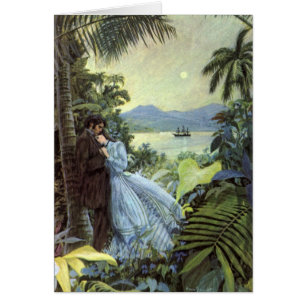 Cartão Vintage Love and Romance, visão tropical romântica