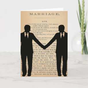 Cartão Vintage Love & Marriage Gay Wedding Longfellow