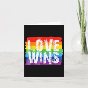 Cartão Vintage Love Win Rainbow Peace Sign Pride Lésbica