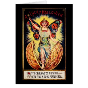 Cartão Vintage Lucky Nutshell Halloween