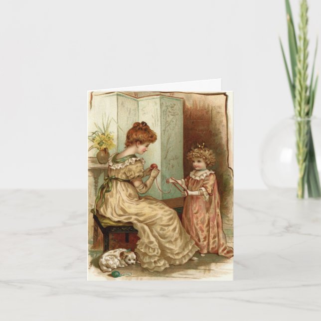 Cartão Vintage Mãe E Filho (Frente)