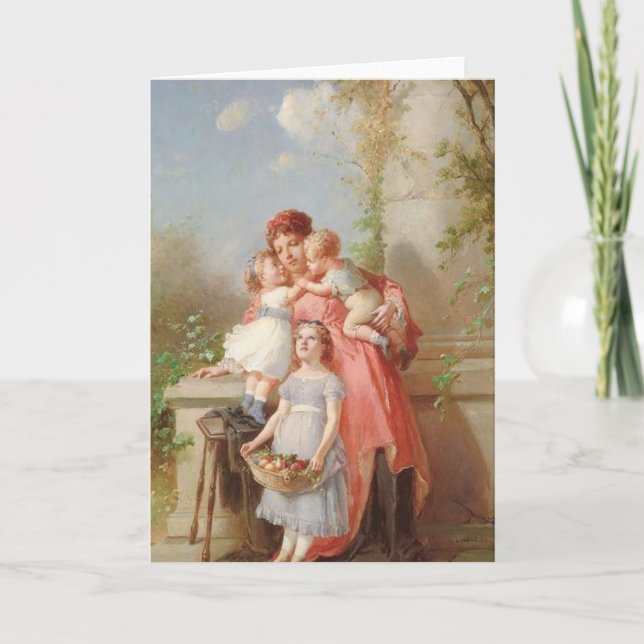 Cartão Vintage - Mãe e Filhos (Frente)