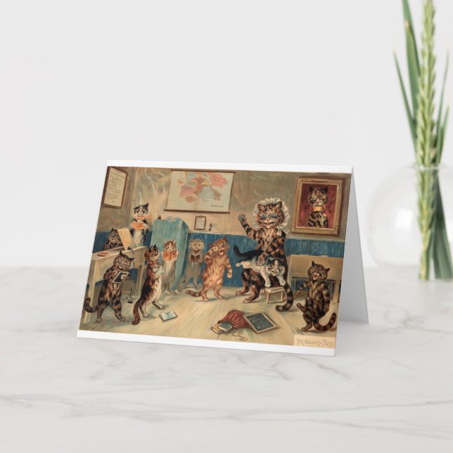 Cartão Vintage Mainzer Cats - Estudante Malvado (Frente)