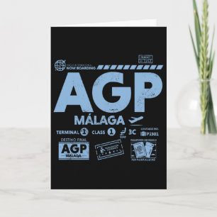 Cartão Vintage Malaga Agp Código de Aeroporto Viagem Dia