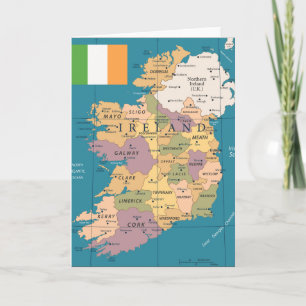 Cartão Vintage Map of Ireland