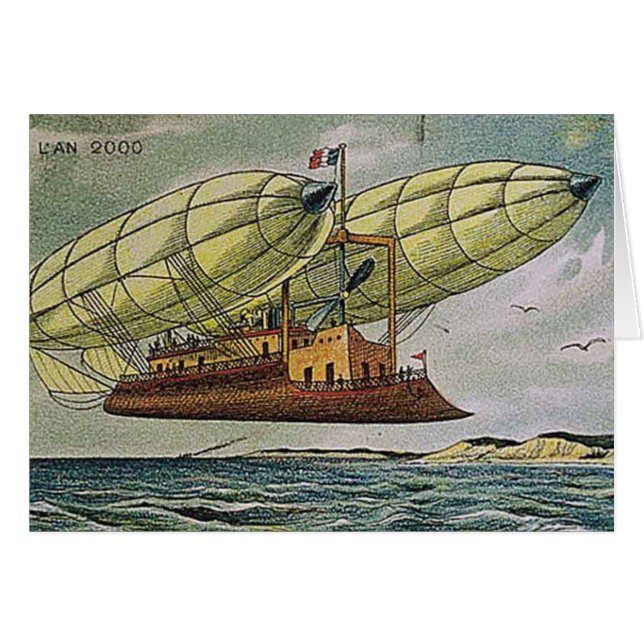 Cartão Vintage - Máquina Voadora Fantástica de França, (Frente Horizontal)