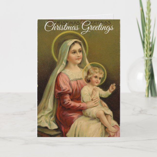 Cartão Vintage Mary With Jesus Christmas Greeting Card (Frente)