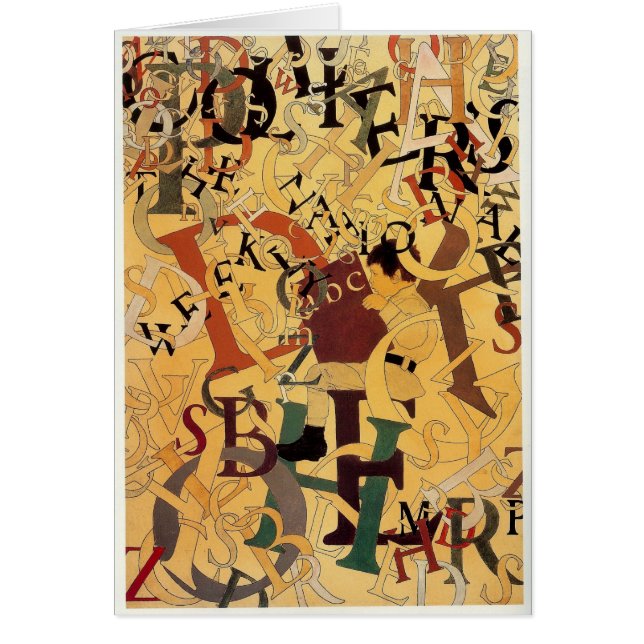 Cartão Vintage Maxfield Parrish Alphabet (Frente)