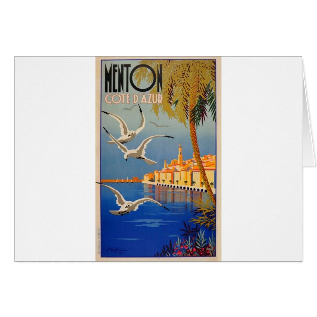 Cartão Vintage Menton CoTe D'azur (Frente Horizontal)