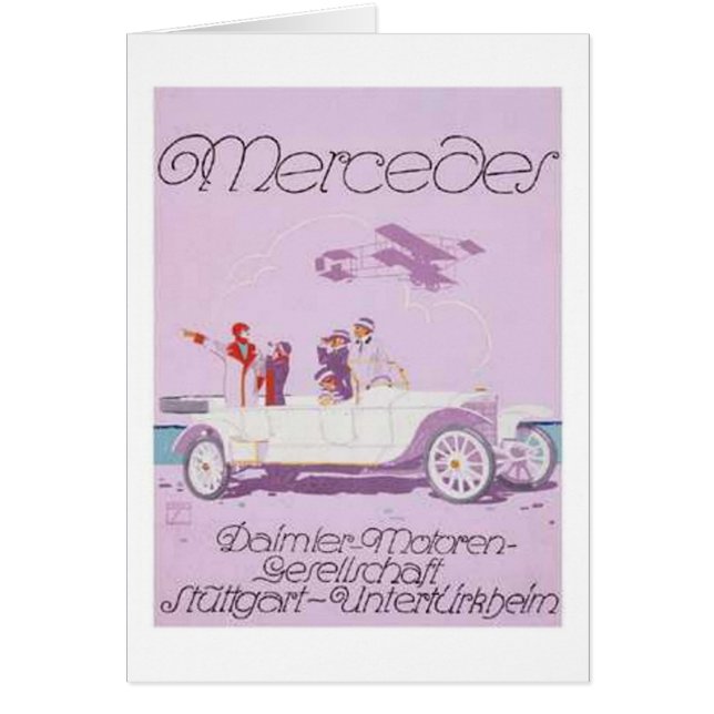 Cartão VIntage Mercedes Ad-Purple, Avião (Frente)
