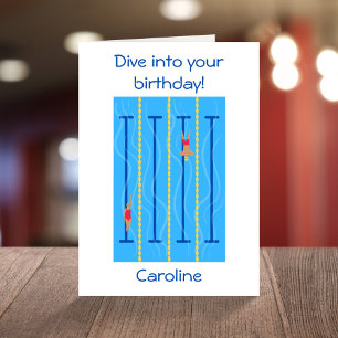 Cartão Vintage mergulha no seu carro de natação engraçado