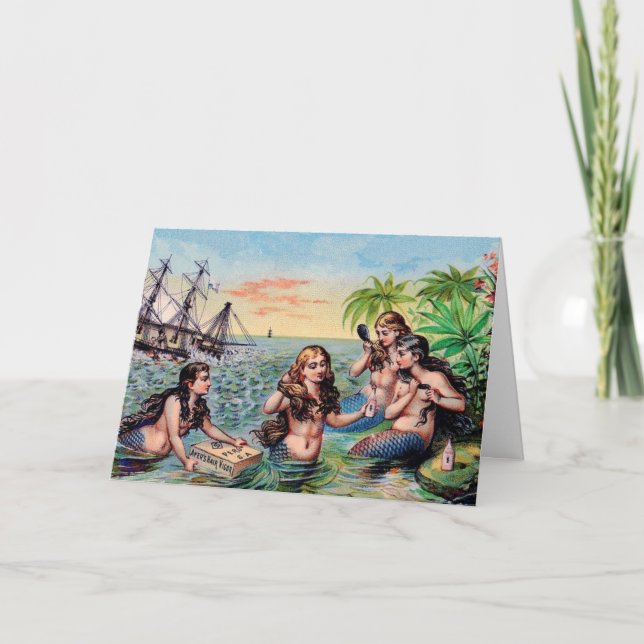 Cartão Vintage Mermaid Greeting Card (Frente)